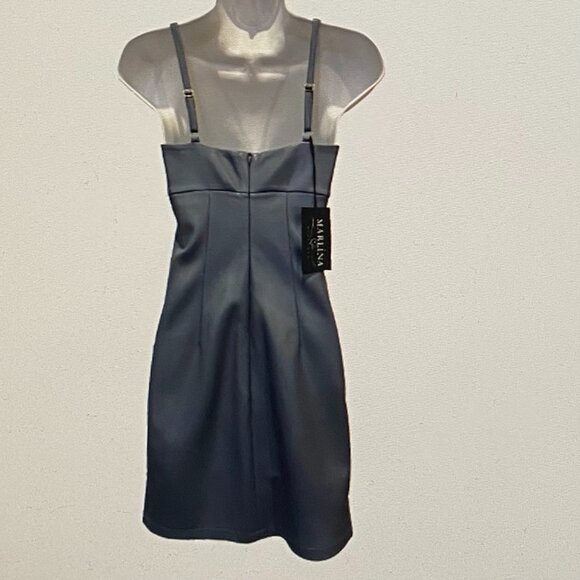 MARLINA BOUTIQUE TRINITY FAUX LEATHER MINI DRESS M NWT - Picture 5 of 6